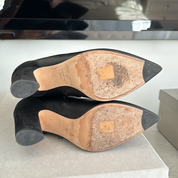 Jimmy Choo Henrietta Booties. Black/Black Leather and Suede. Size 39.5 - Picture 4 of 7